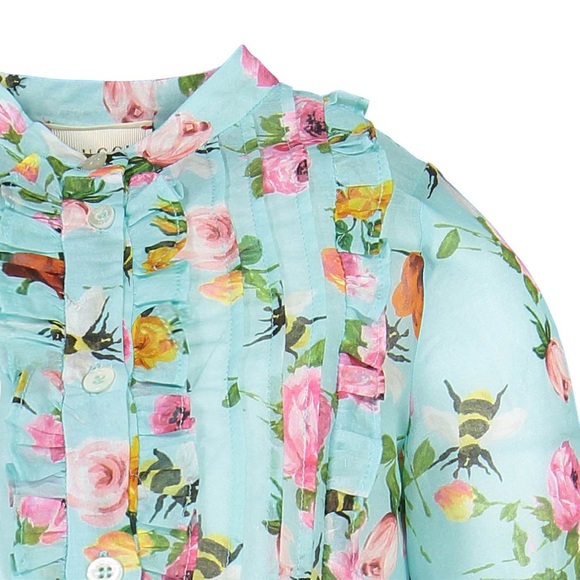 GUCCI Girls Floral Print Green Blue Dress - Picture 3 of 14